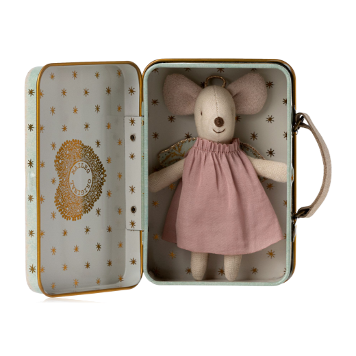 Maileg Angel Mouse In Metal Suitcase