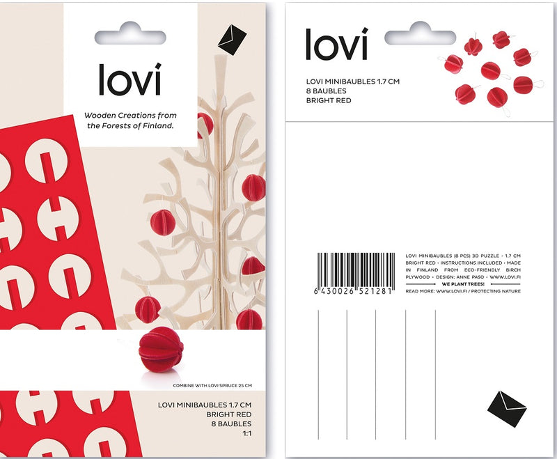 Lovi Set of 8 Mini Baubles Red