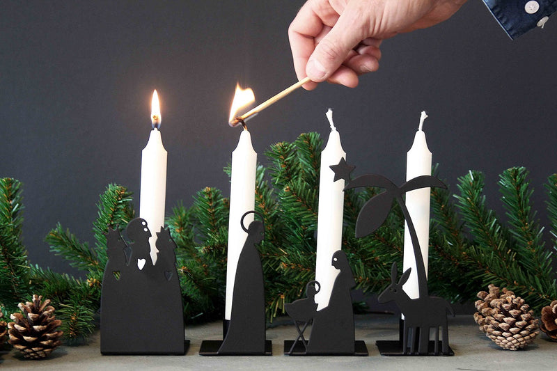 Pluto Metal Nativity Candleholder Set