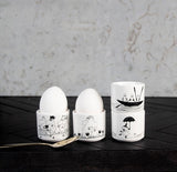Pluto Set of 4 Ceramic Moomin Egg Cups Black & White