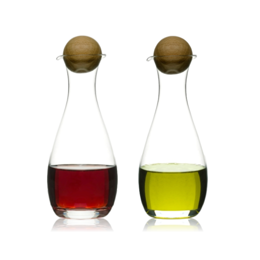 Sagaform Oval Oak Oil & Vinegar Bottles with Oak Stoppers