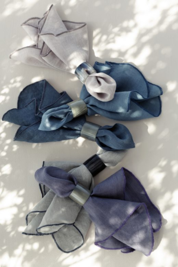 Broste Set of 4 Gracie Table Napkins Eco-Friendly Linen Blue