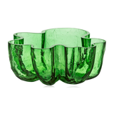 Kosta Boda Circular Glass Crackle Bowl Dark Green