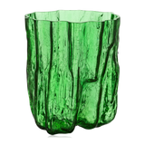 Kosta Boda Circular Glass Crackle Vase Large Dark Green