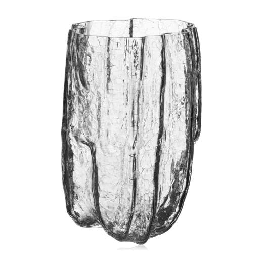 Kosta Boda Circular Glass Crackle Vase Large Clear