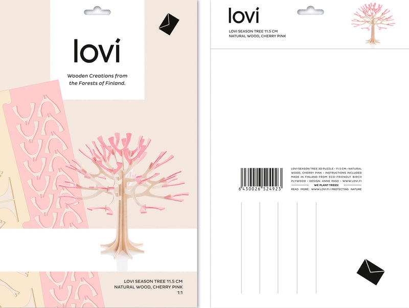 Lovi Season Tree 11.5cm Natural Wood & Cherry Pink
