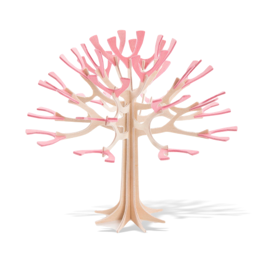 Lovi Season Tree 11.5cm Natural Wood & Cherry Pink